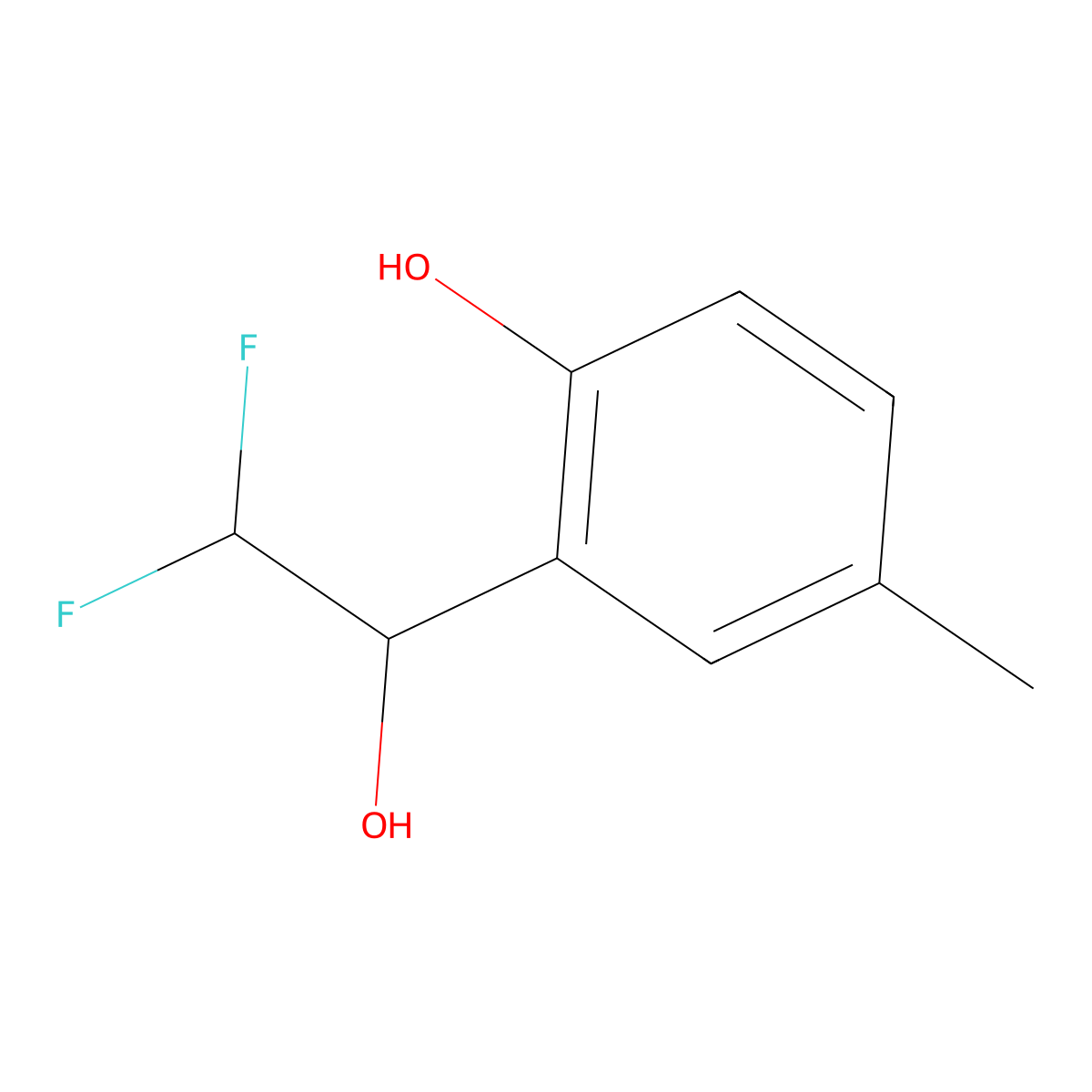 2-(2,2-Difluoro-1-hydroxyethyl)-4-methylphenol molecular structure, CAS 2229032-88-4