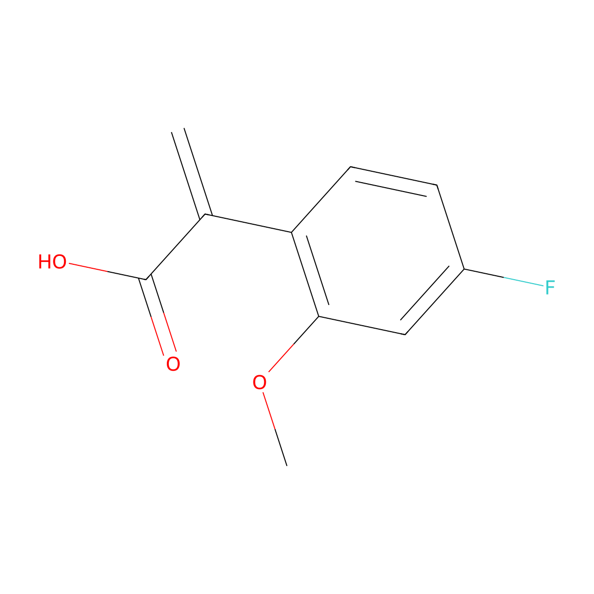 2-(4-Fluoro-2-methoxyphenyl)prop-2-enoic acid molecular structure, CAS 2229032-99-7