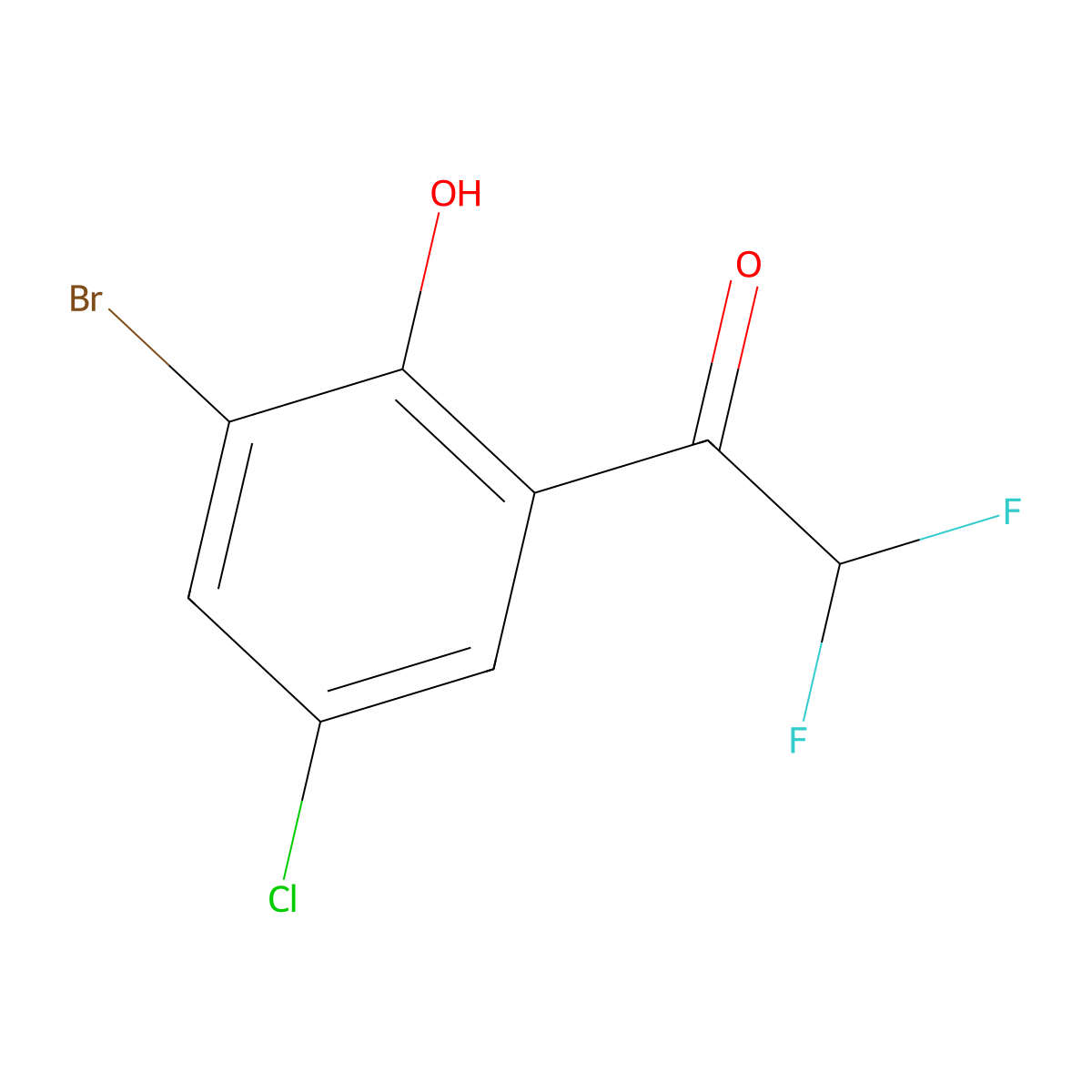 1-(3-Bromo-5-chloro-2-hydroxyphenyl)-2,2-difluoroethan-1-one molecular structure, CAS 2229048-65-9