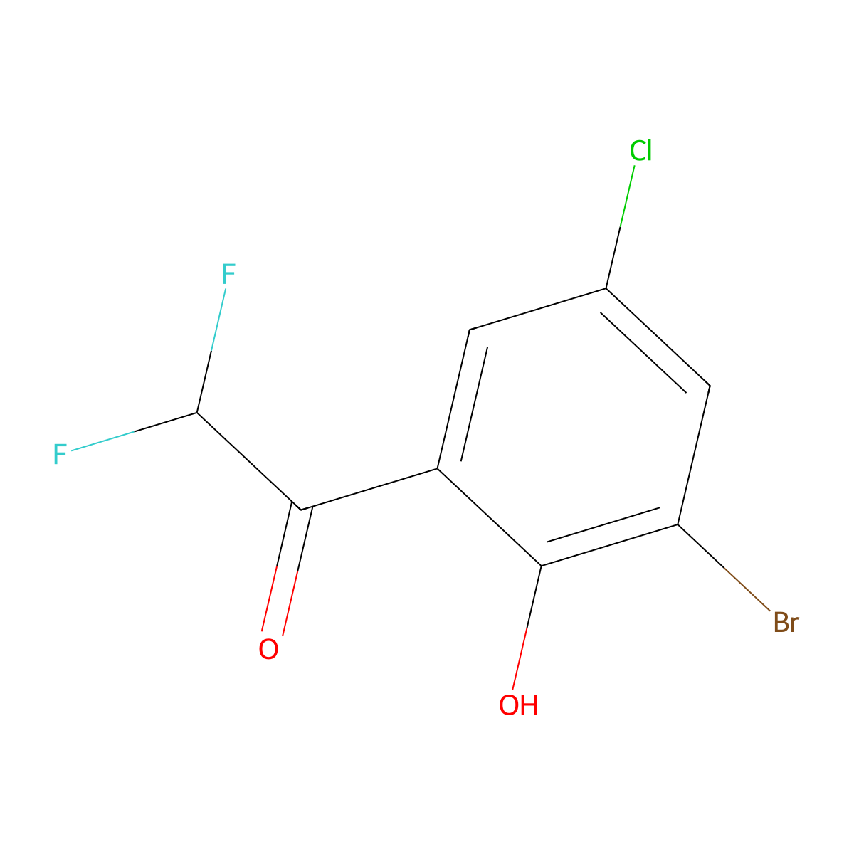 1-(3-Bromo-5-chloro-2-hydroxyphenyl)-2,2-difluoroethan-1-one molecular structure, CAS 2229048-65-9