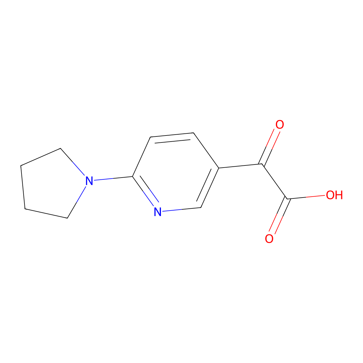 2-Oxo-2-[6-(pyrrolidin-1-yl)pyridin-3-yl]acetic acid molecular structure, CAS 2229048-95-5