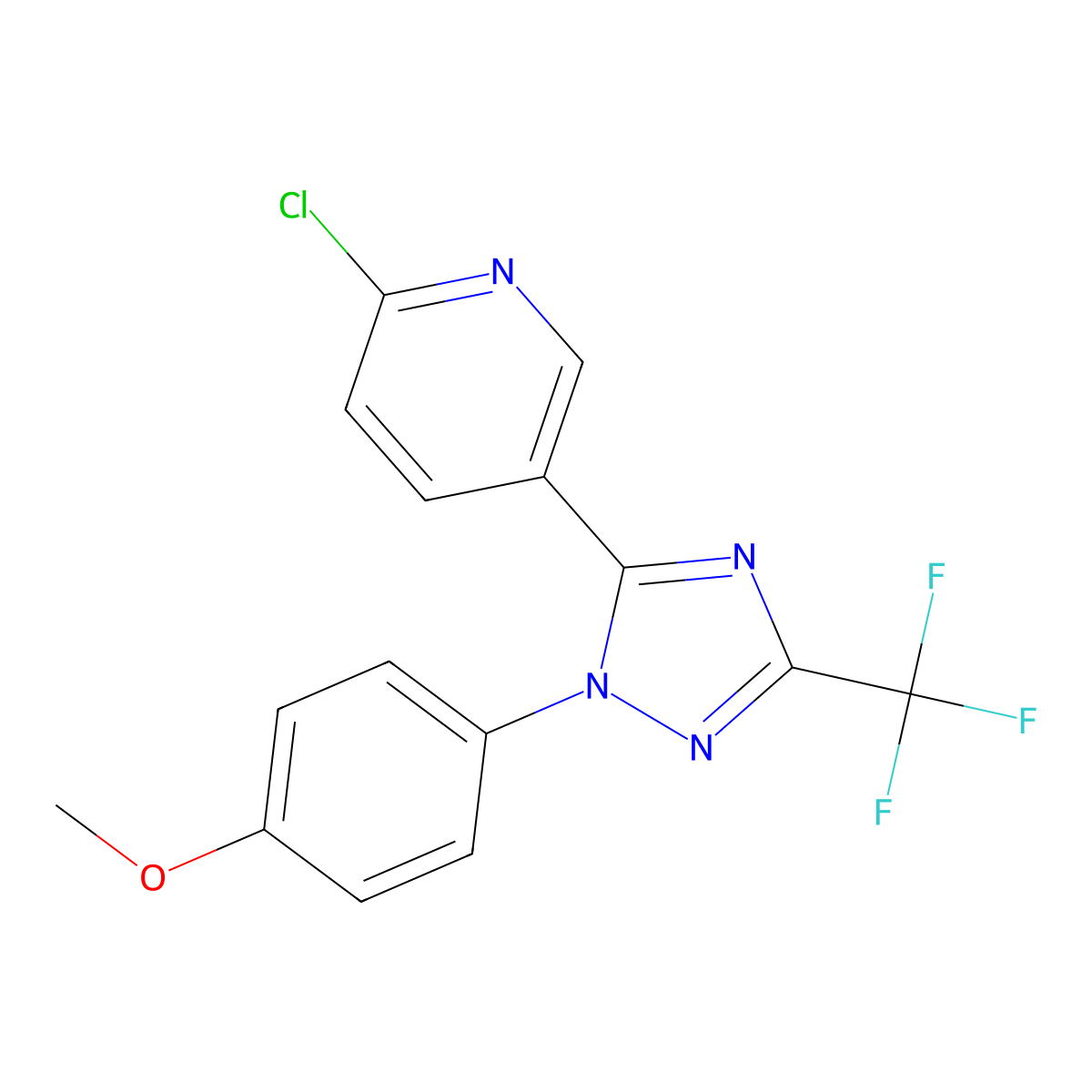 2-Chloro-5-[2-(4-methoxyphenyl)-5-(trifluoromethyl)-1,2,4-triazol-3-yl]pyridine molecular structure, CAS 2229051-91-4