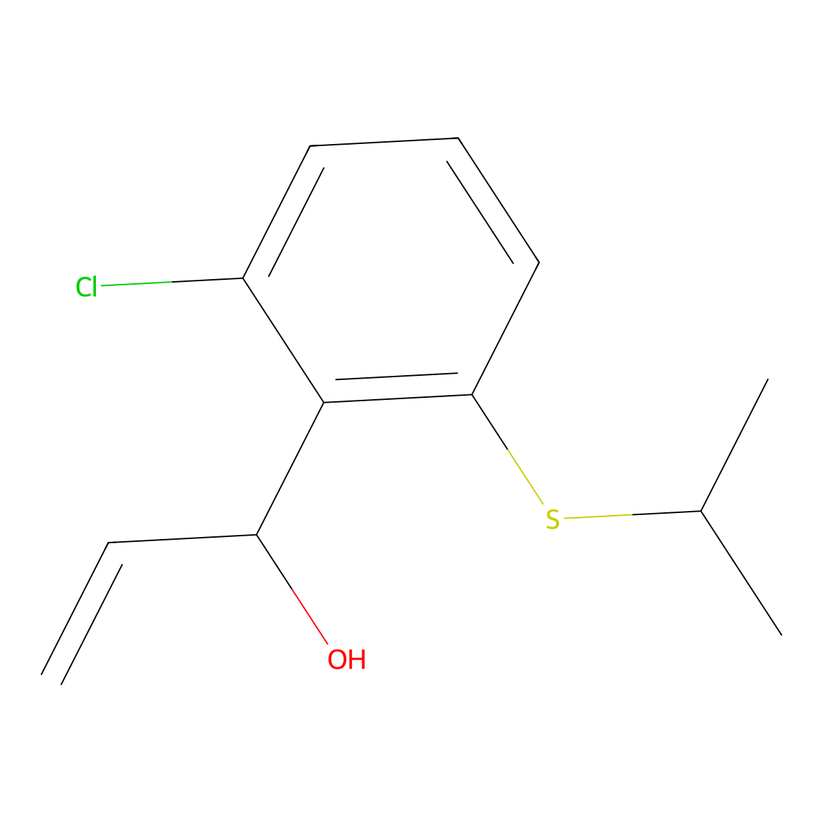 1-[2-Chloro-6-(propan-2-ylsulfanyl)phenyl]prop-2-en-1-ol molecular structure, CAS 2229069-83-2