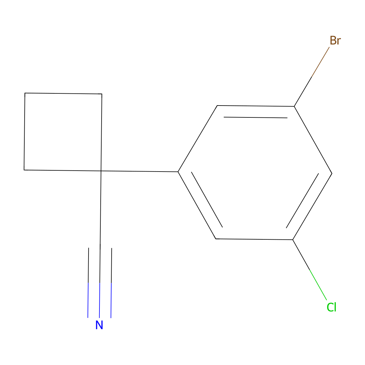 1-(3-Bromo-5-chlorophenyl)cyclobutane-1-carbonitrile molecular structure, CAS 2229071-69-4