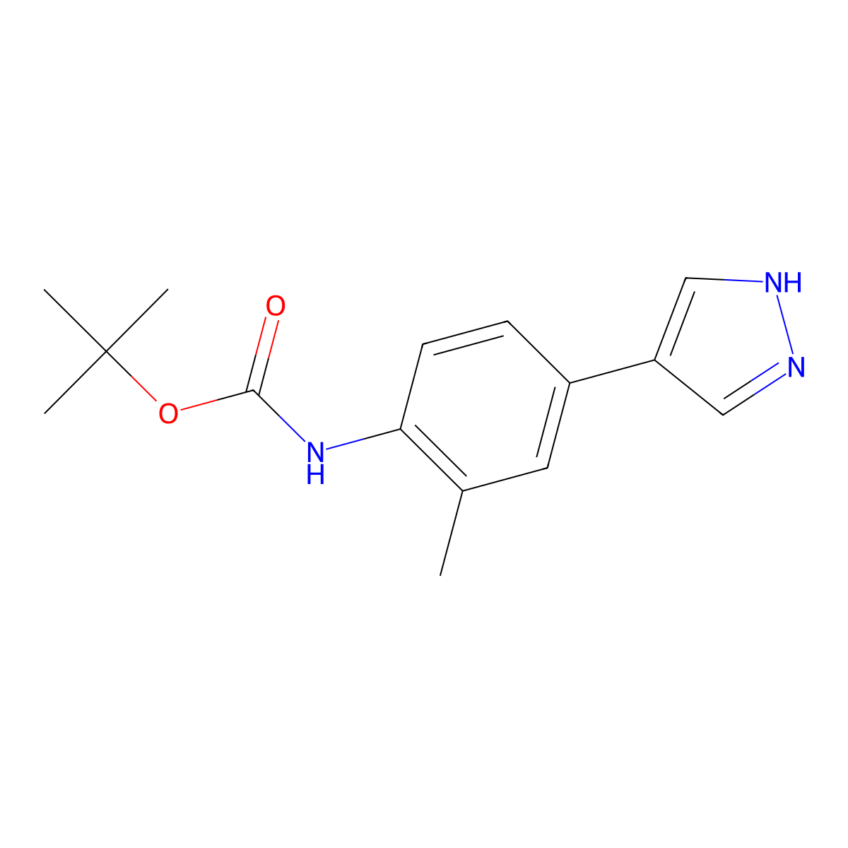 tert-butyl N-[2-methyl-4-(1H-pyrazol-4-yl)phenyl]carbamate molecular structure, CAS 2229072-62-0