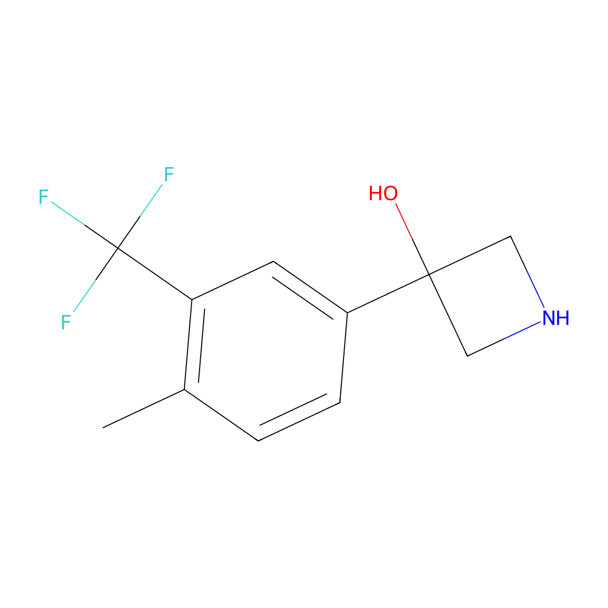 3-[4-Methyl-3-(trifluoromethyl)phenyl]azetidin-3-ol molecular structure, CAS 2229073-95-2