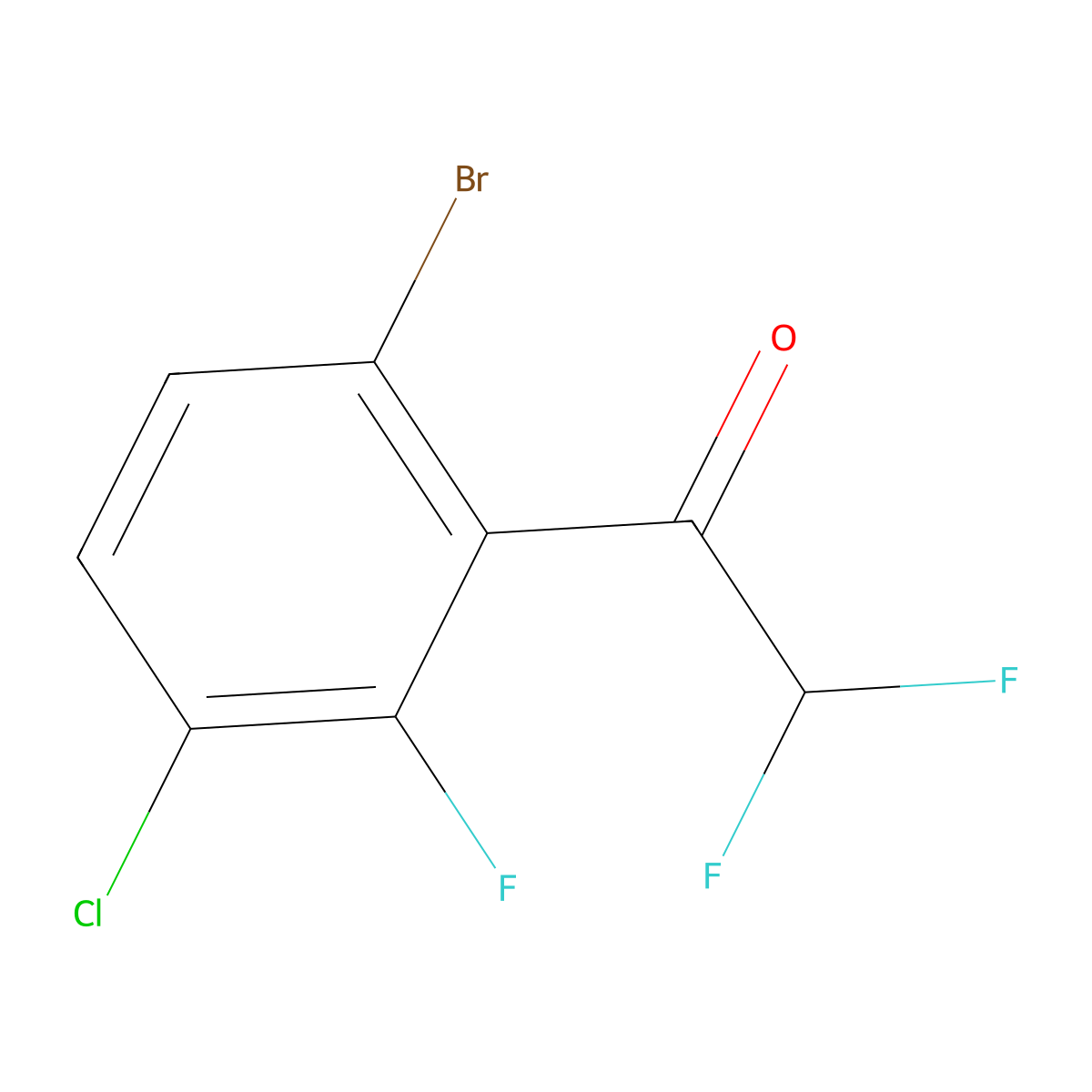 1-(6-Bromo-3-chloro-2-fluorophenyl)-2,2-difluoroethanone molecular structure, CAS 2229074-00-2