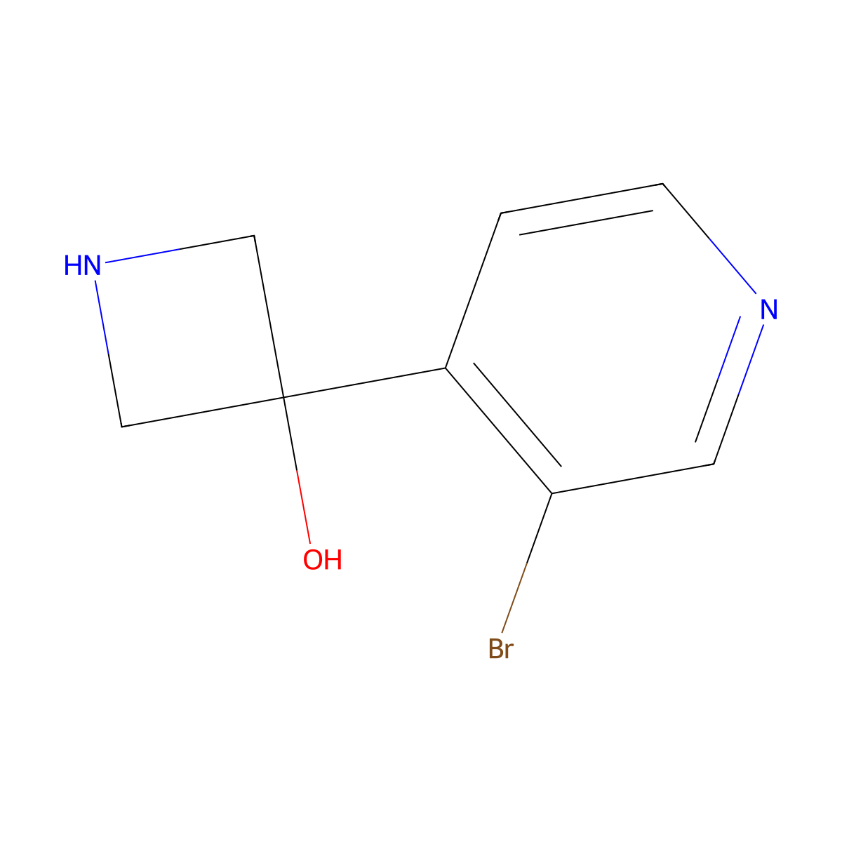 3-(3-Bromopyridin-4-yl)azetidin-3-ol molecular structure, CAS 2229075-68-5