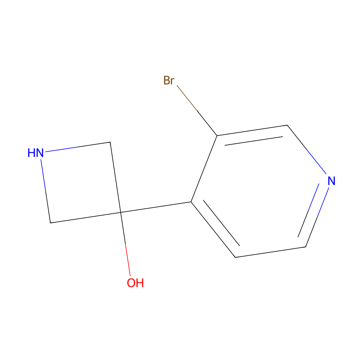 3-(3-Bromopyridin-4-yl)azetidin-3-ol molecular structure, CAS 2229075-68-5