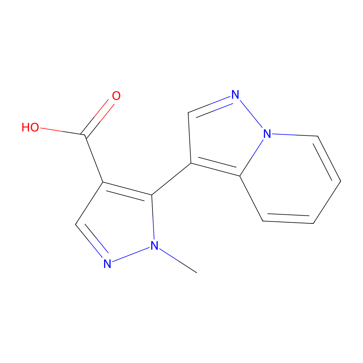 1-methyl-5-{pyrazolo[1,5-a]pyridin-3-yl}-1H-pyrazole-4-carboxylic acid molecular structure, CAS 2229077-40-9