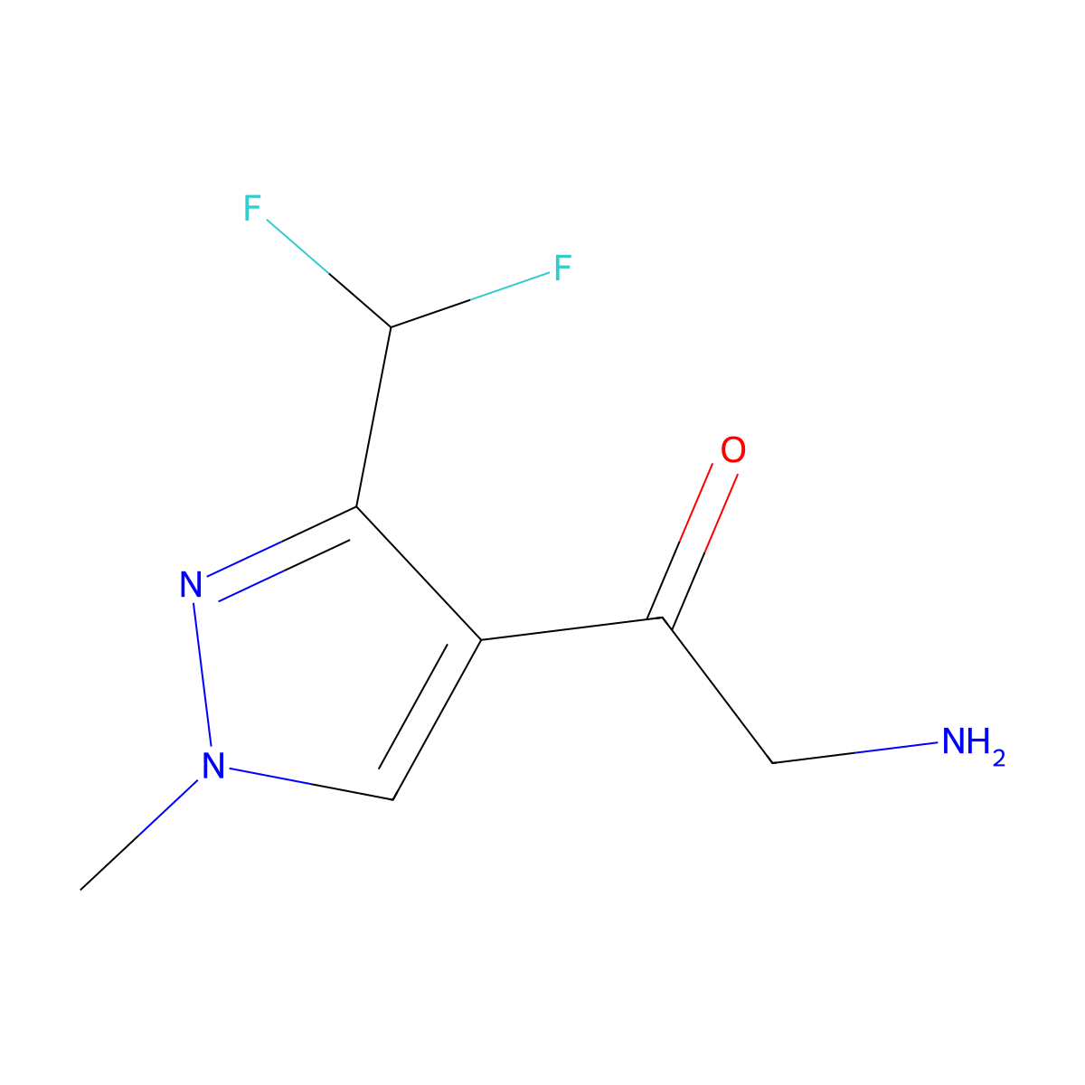 2-amino-1-[3-(difluoromethyl)-1-methyl-1H-pyrazol-4-yl]ethan-1-one molecular structure, CAS 2229077-53-4
