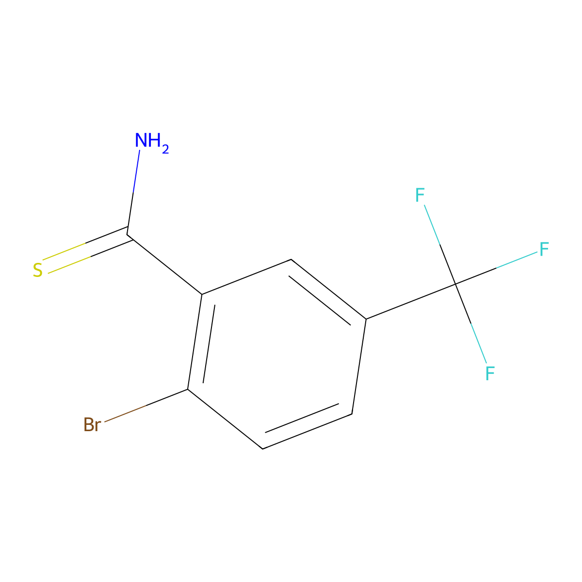 2-Bromo-5-(trifluoromethyl)benzene-1-carbothioamide molecular structure, CAS 2229079-06-3