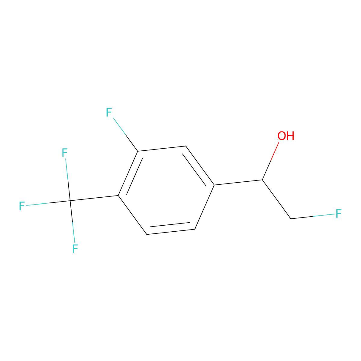 2-Fluoro-1-[3-fluoro-4-(trifluoromethyl)phenyl]ethan-1-ol molecular structure, CAS 2229080-39-9