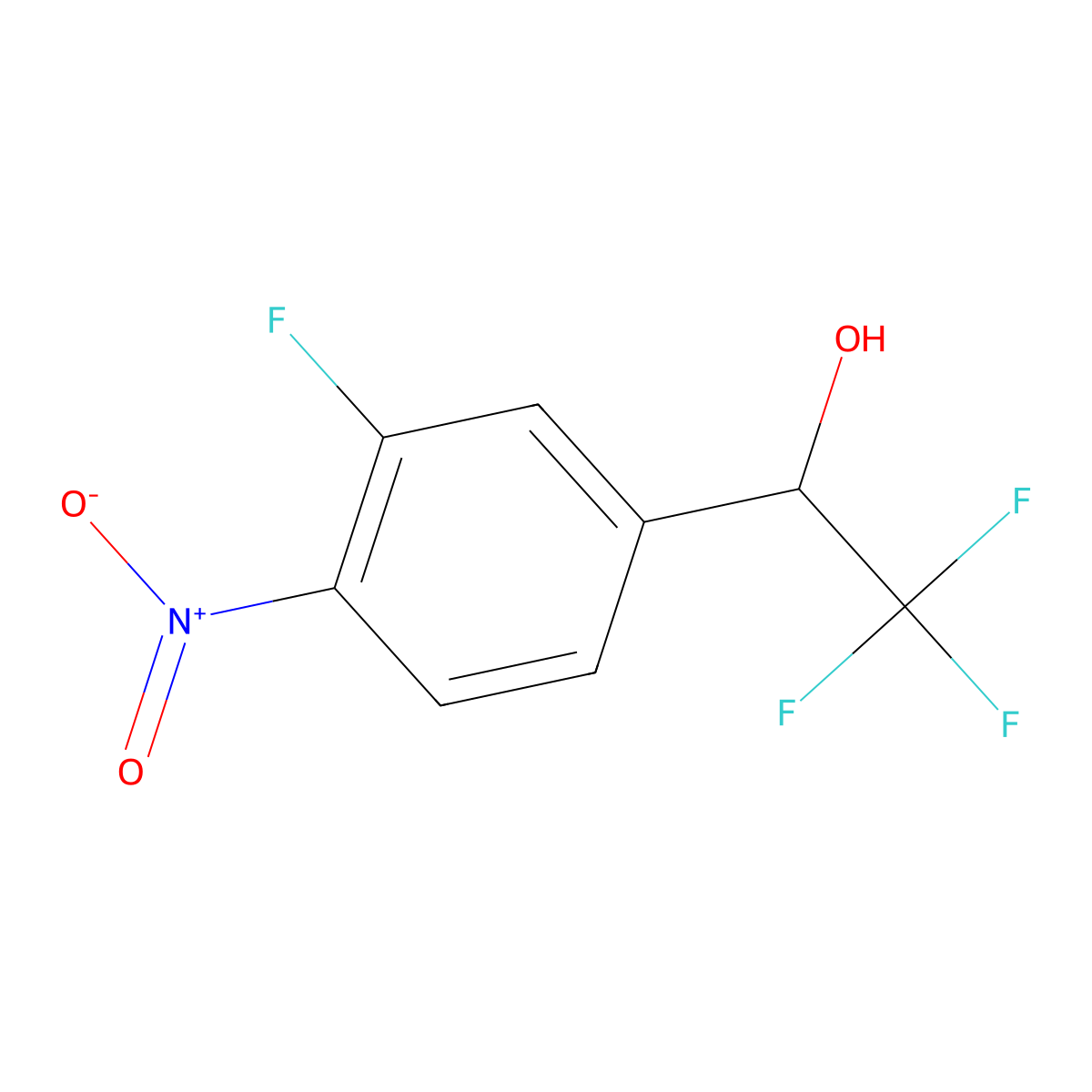 2,2,2-Trifluoro-1-(3-fluoro-4-nitrophenyl)ethan-1-ol molecular structure, CAS 2229080-61-7