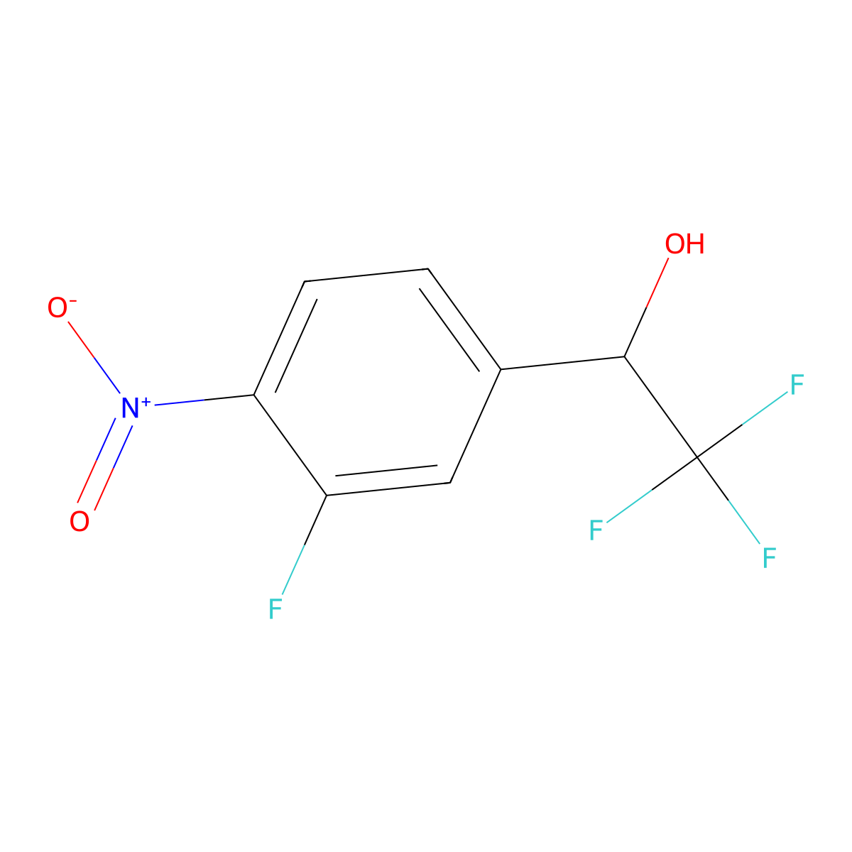 2,2,2-Trifluoro-1-(3-fluoro-4-nitrophenyl)ethan-1-ol molecular structure, CAS 2229080-61-7