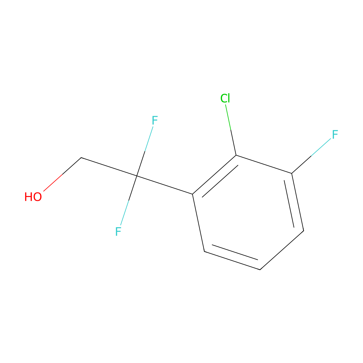 2-(2-Chloro-3-fluorophenyl)-2,2-difluoroethan-1-ol molecular structure, CAS 2229081-97-2