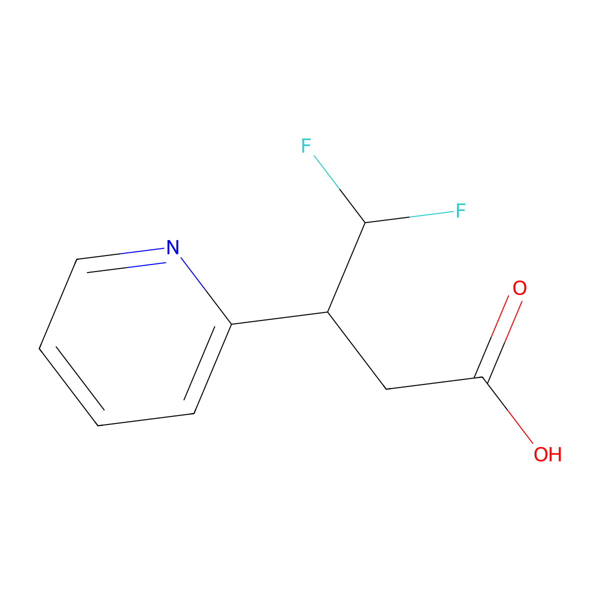 4,4-Difluoro-3-(pyridin-2-yl)butanoic acid molecular structure, CAS 2229082-76-0