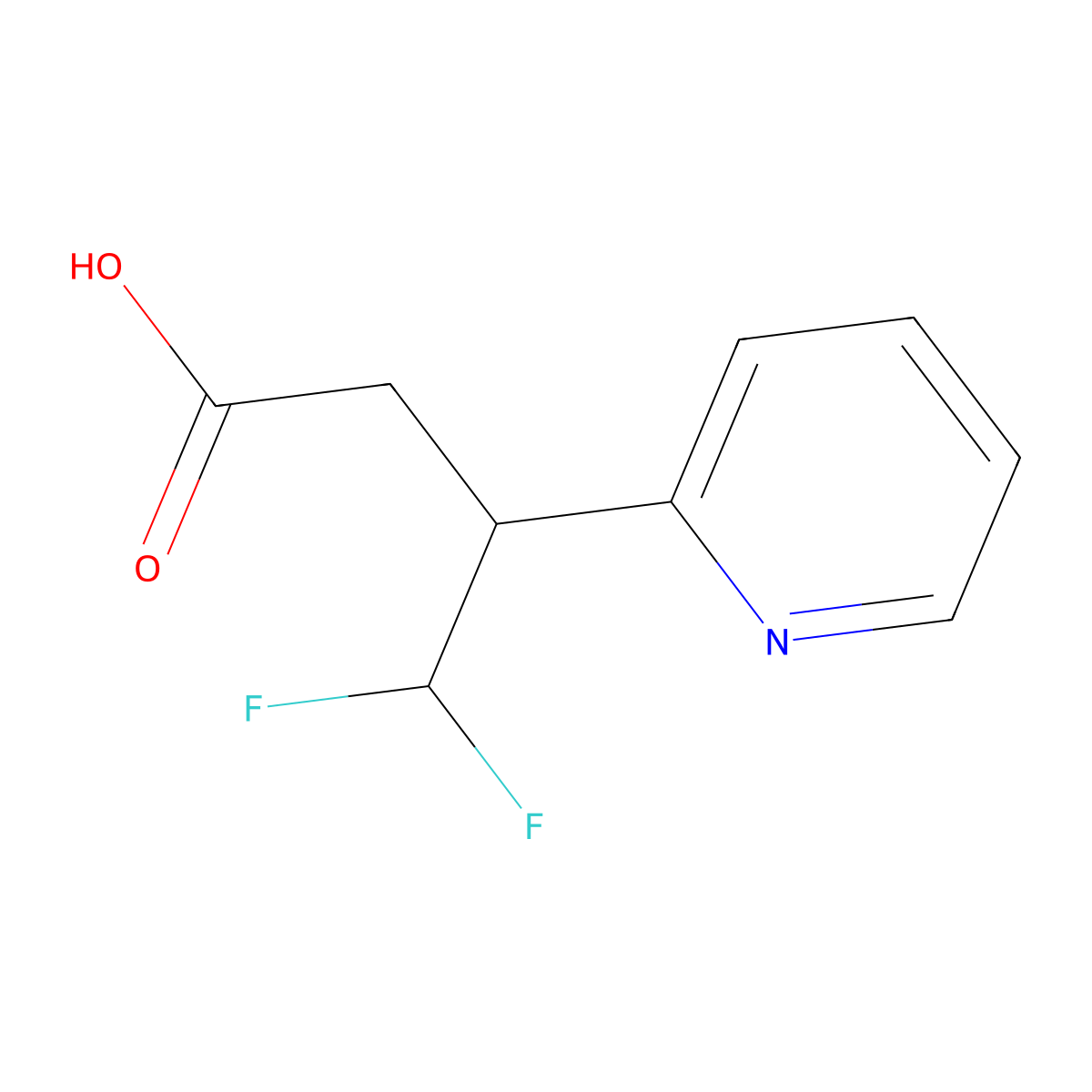 4,4-Difluoro-3-(pyridin-2-yl)butanoic acid molecular structure, CAS 2229082-76-0