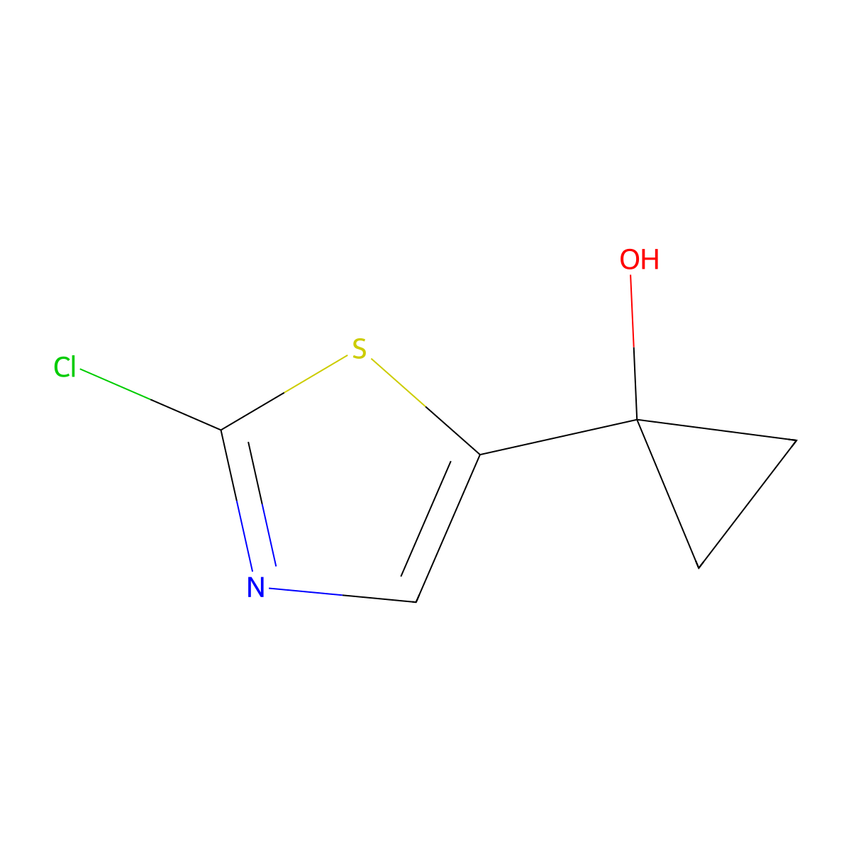 1-(2-Chloro-1,3-thiazol-5-yl)cyclopropan-1-ol molecular structure, CAS 2229083-39-8