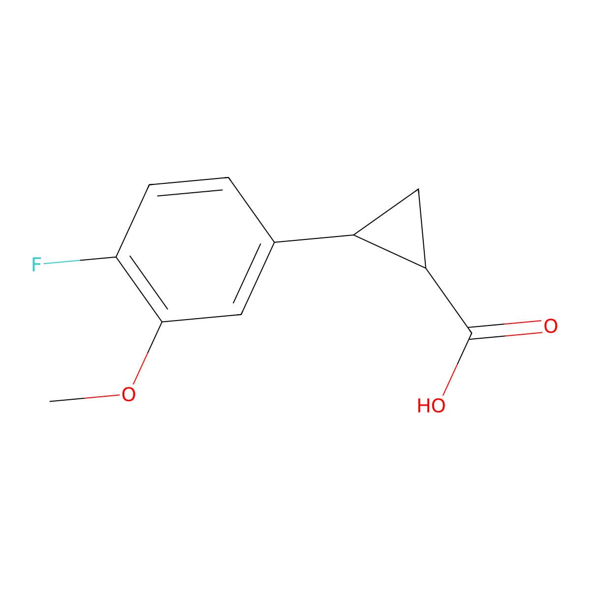 2-(4-Fluoro-3-methoxyphenyl)cyclopropane-1-carboxylic acid molecular structure, CAS 2229086-79-5