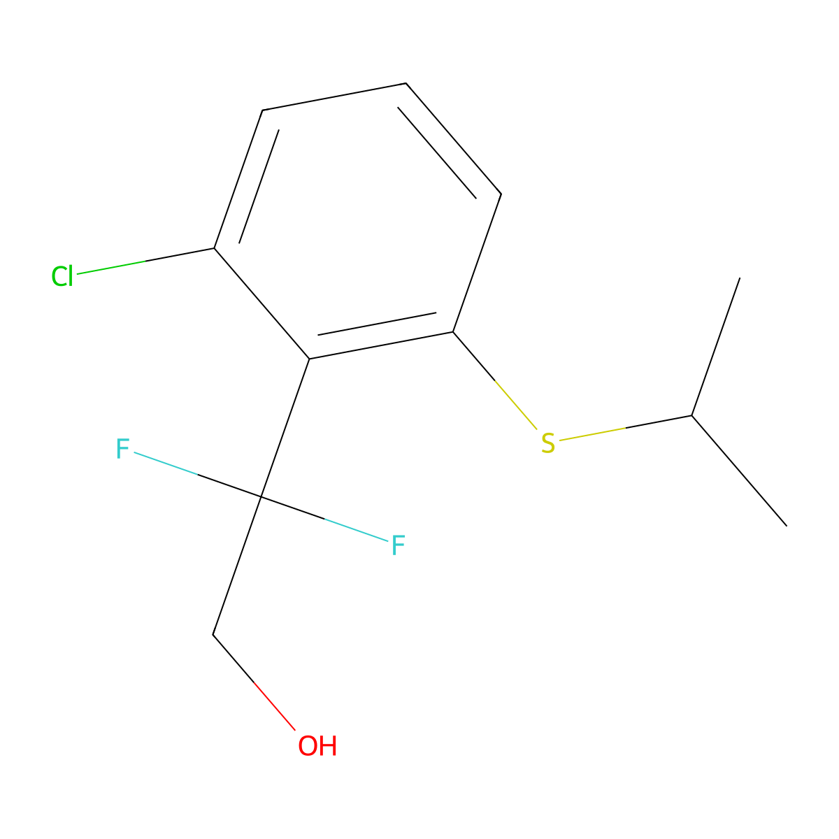 2-[2-Chloro-6-(propan-2-ylsulfanyl)phenyl]-2,2-difluoroethan-1-ol molecular structure, CAS 2229086-91-1