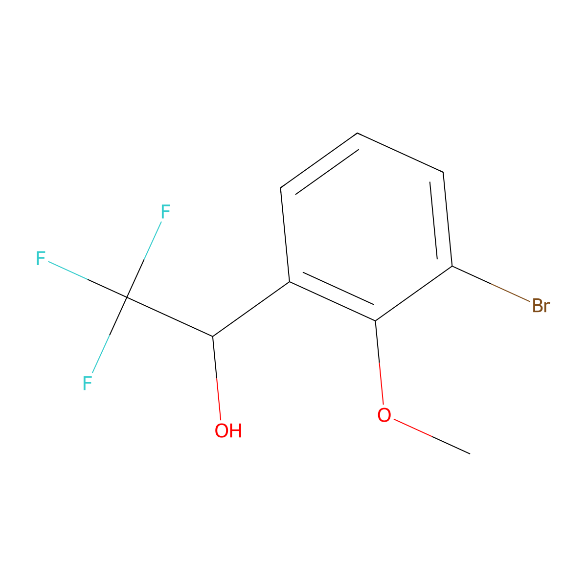 1-(3-Bromo-2-methoxyphenyl)-2,2,2-trifluoroethan-1-ol molecular structure, CAS 2229087-84-5