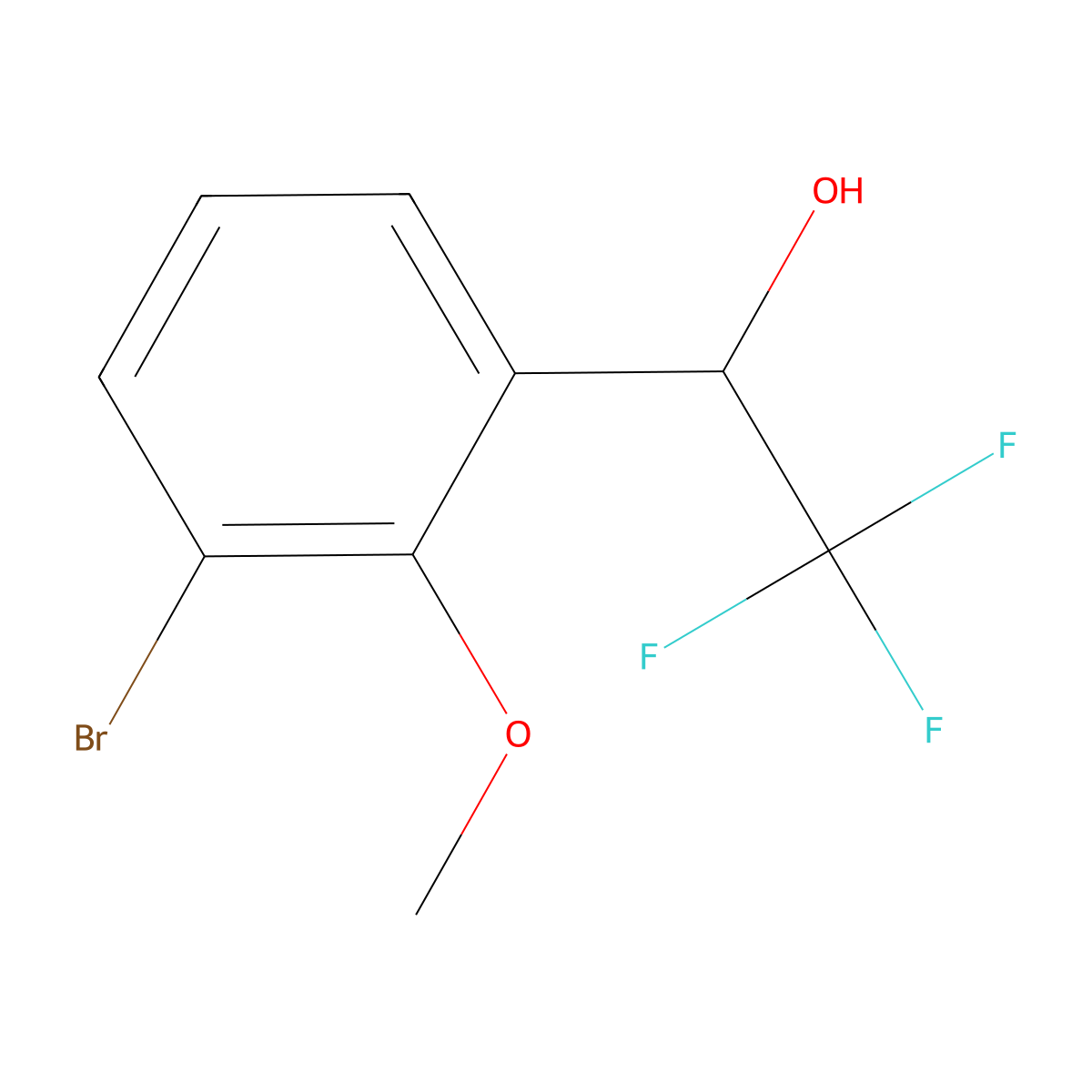 1-(3-Bromo-2-methoxyphenyl)-2,2,2-trifluoroethan-1-ol molecular structure, CAS 2229087-84-5