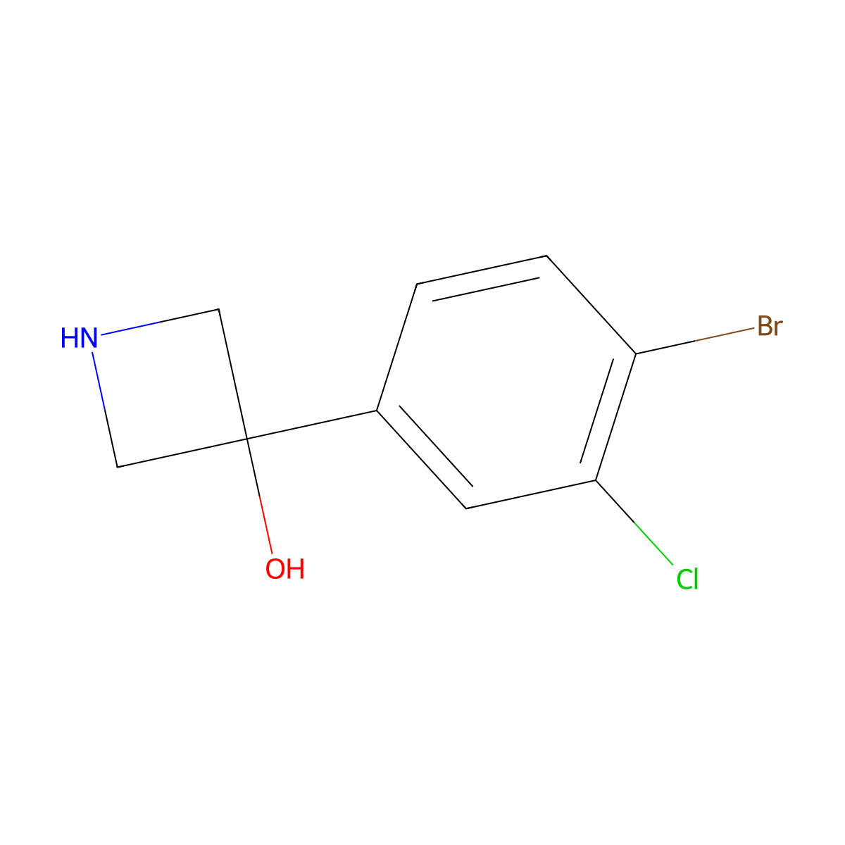 3-(4-Bromo-3-chlorophenyl)azetidin-3-ol molecular structure, CAS 2229089-80-7