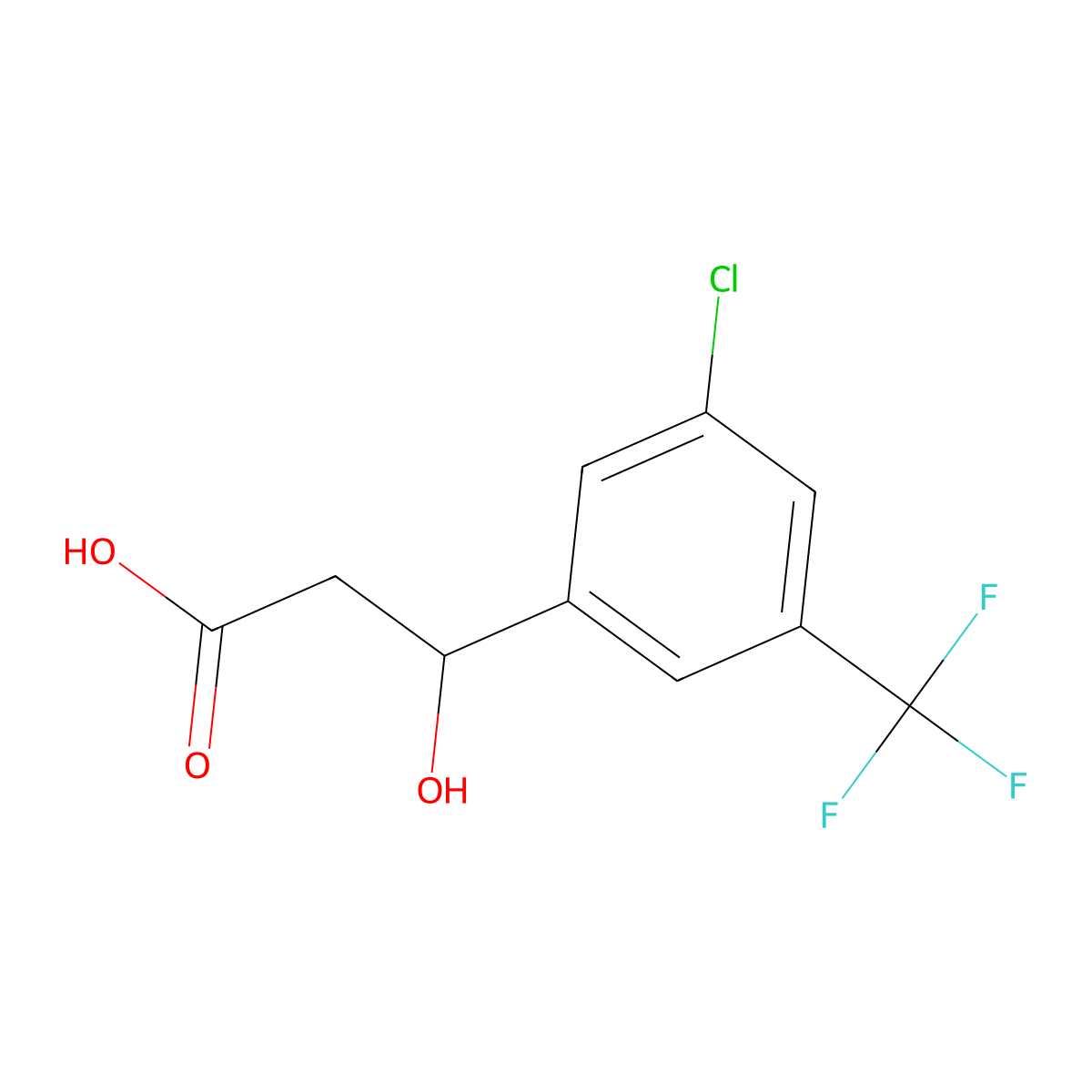3-(3-Chloro-5-(trifluoromethyl)phenyl)-3-hydroxypropanoic acid molecular structure, CAS 2229091-38-5