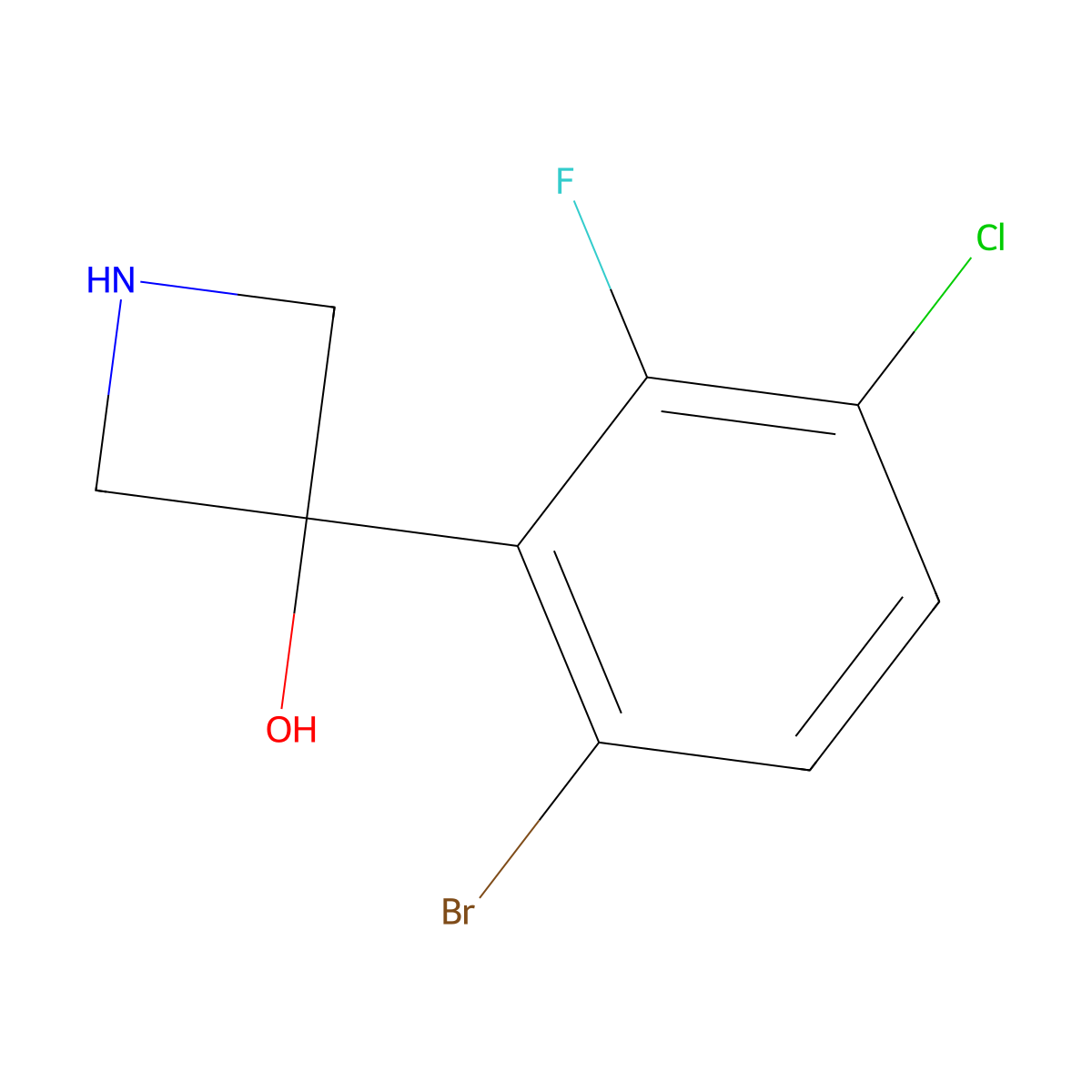 3-(6-Bromo-3-chloro-2-fluorophenyl)azetidin-3-ol molecular structure, CAS 2229093-54-1