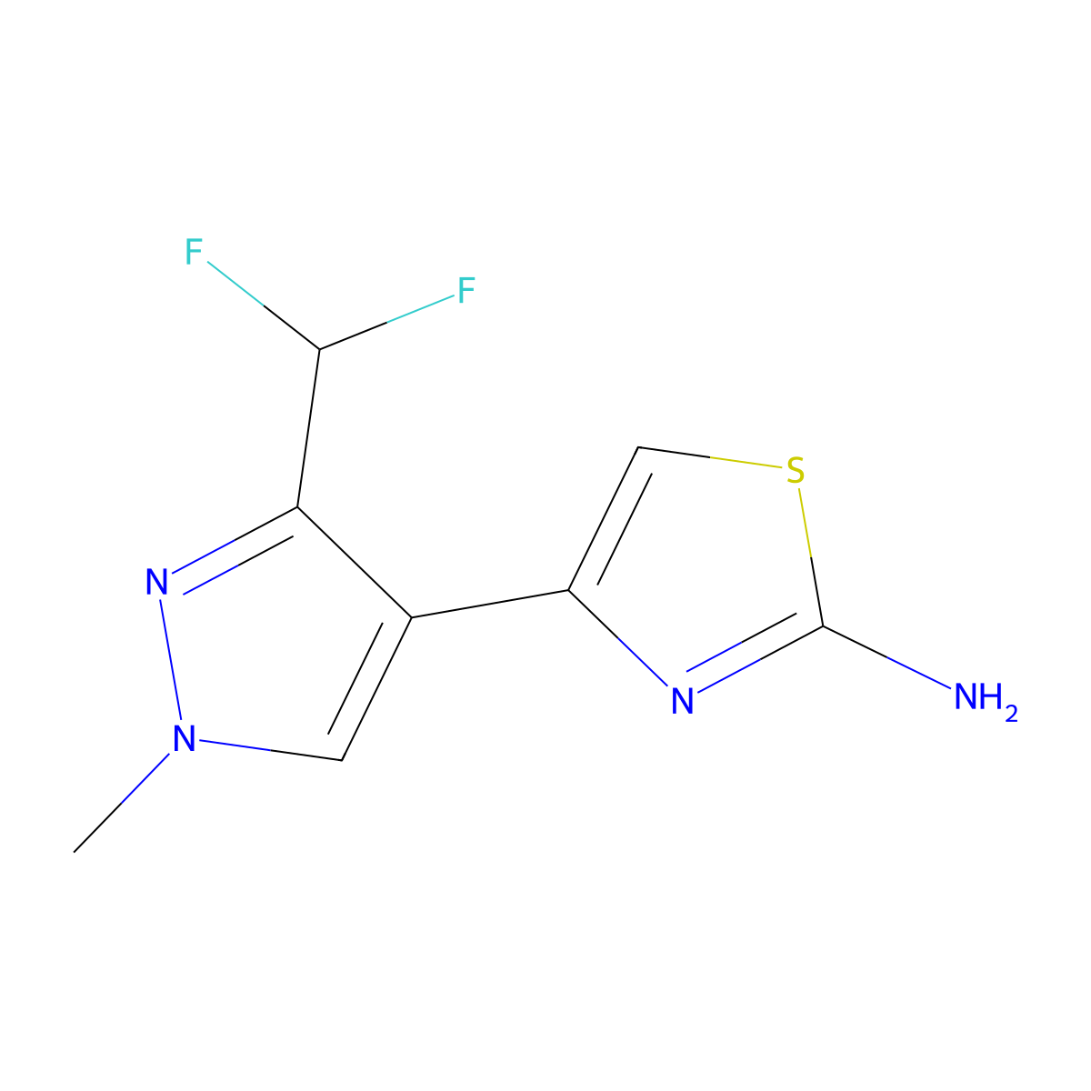 4-[3-(difluoromethyl)-1-methyl-1H-pyrazol-4-yl]-1,3-thiazol-2-amine molecular structure, CAS 2229093-85-8