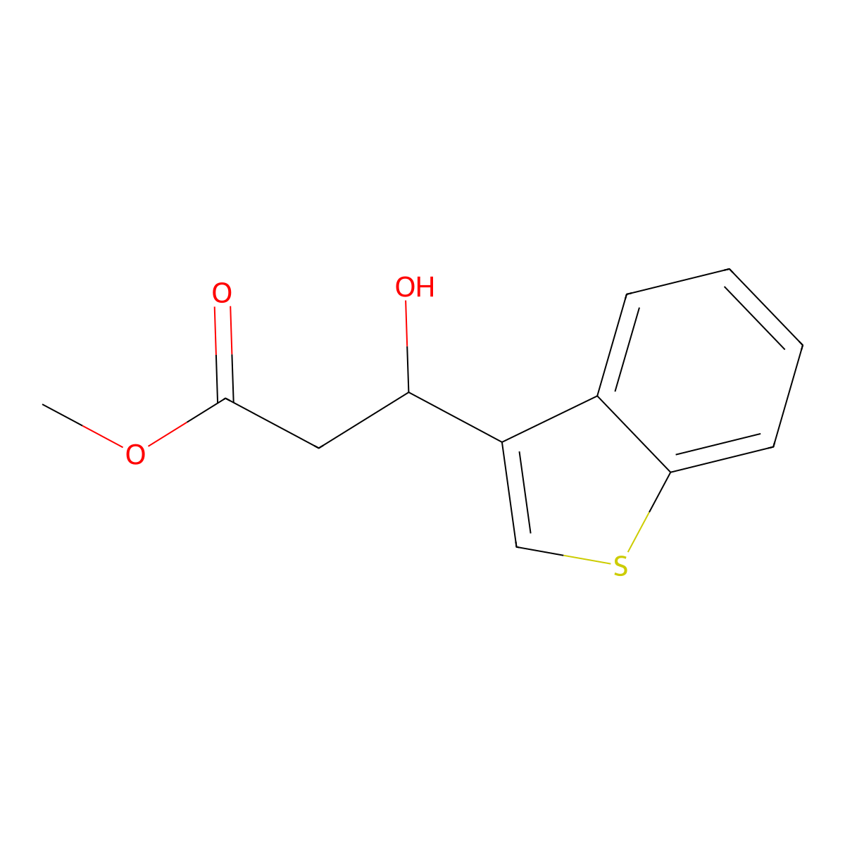 Methyl 3-(1-benzothiophen-3-yl)-3-hydroxypropanoate molecular structure, CAS 2229094-71-5