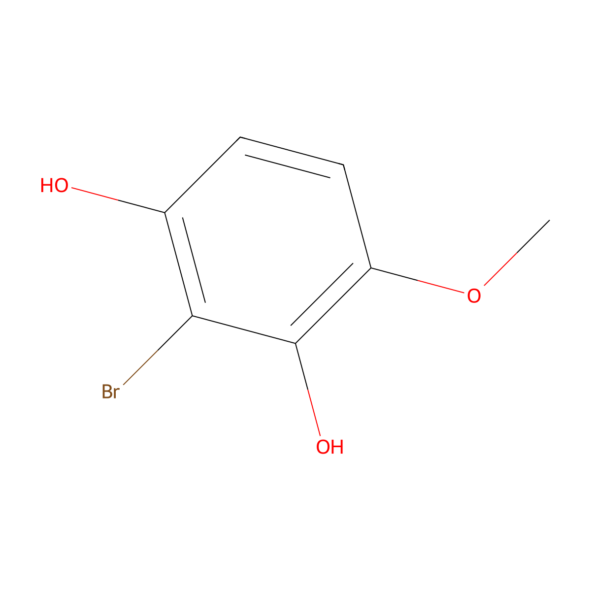 2-Bromo-4-methoxybenzene-1,3-diol molecular structure, CAS 2229095-41-2