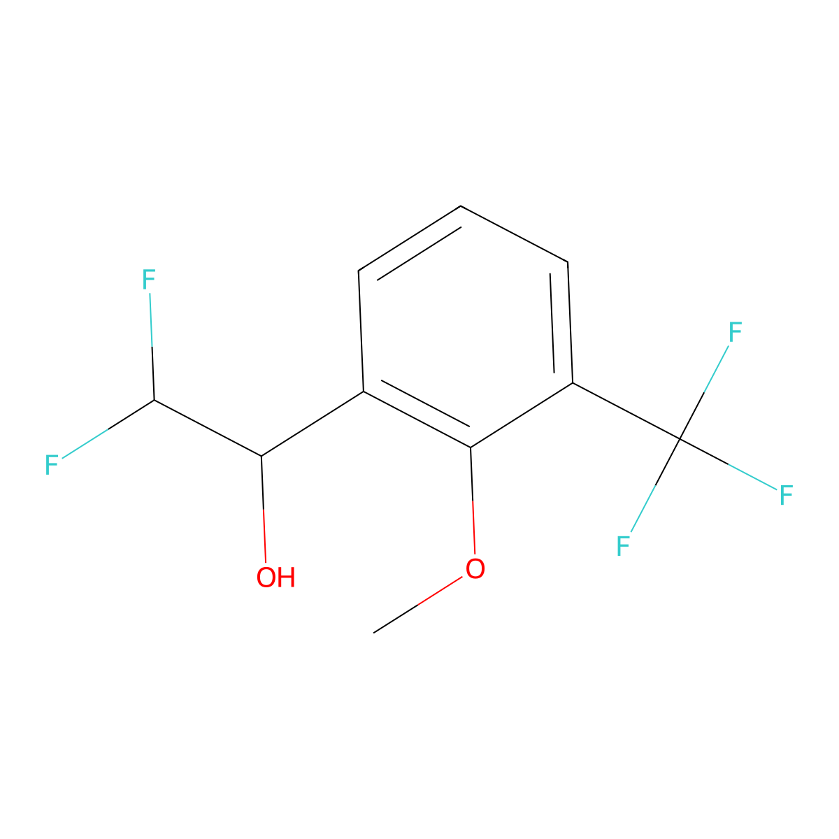 2,2-Difluoro-1-[2-methoxy-3-(trifluoromethyl)phenyl]ethan-1-ol molecular structure, CAS 2229095-73-0