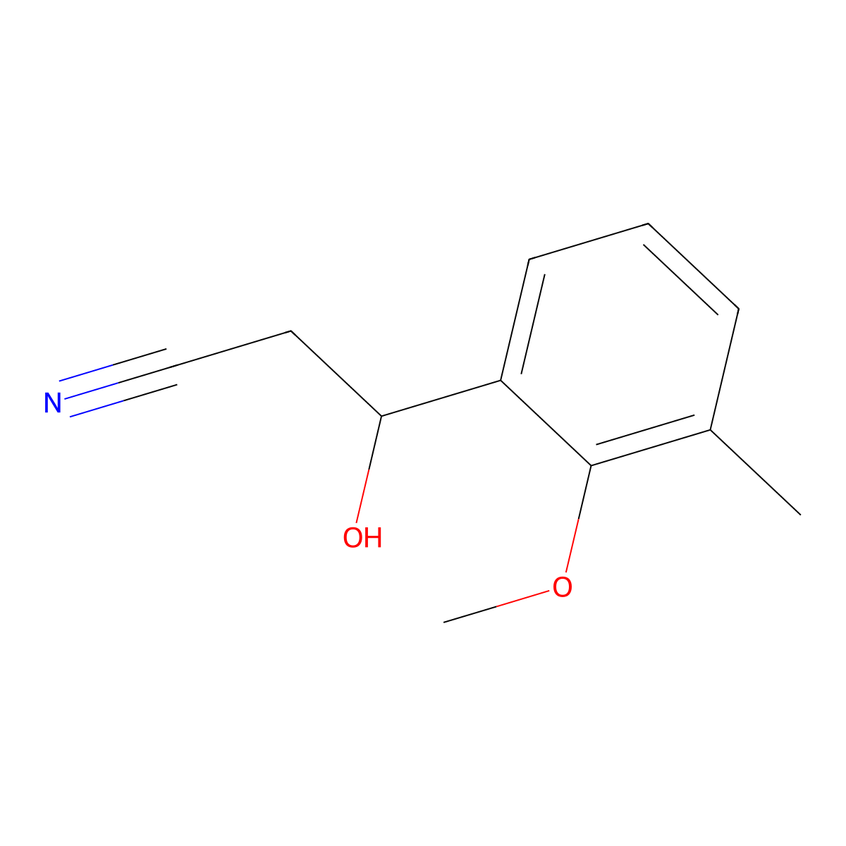 3-Hydroxy-3-(2-methoxy-3-methylphenyl)propanenitrile molecular structure, CAS 2229096-03-9