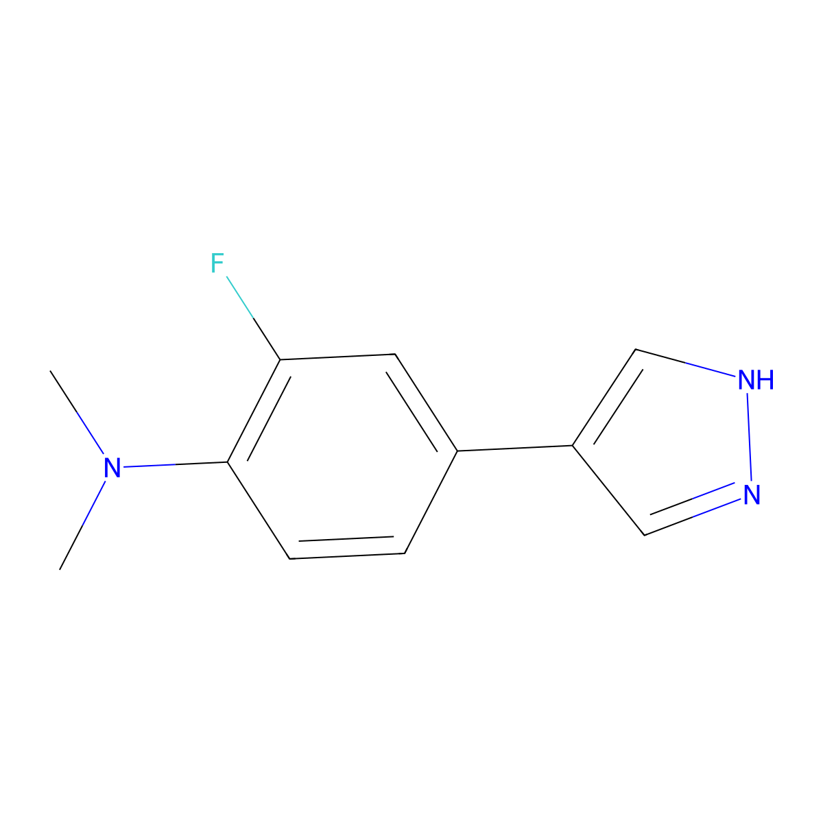 2-fluoro-N,N-dimethyl-4-(1H-pyrazol-4-yl)aniline molecular structure, CAS 2229096-19-7