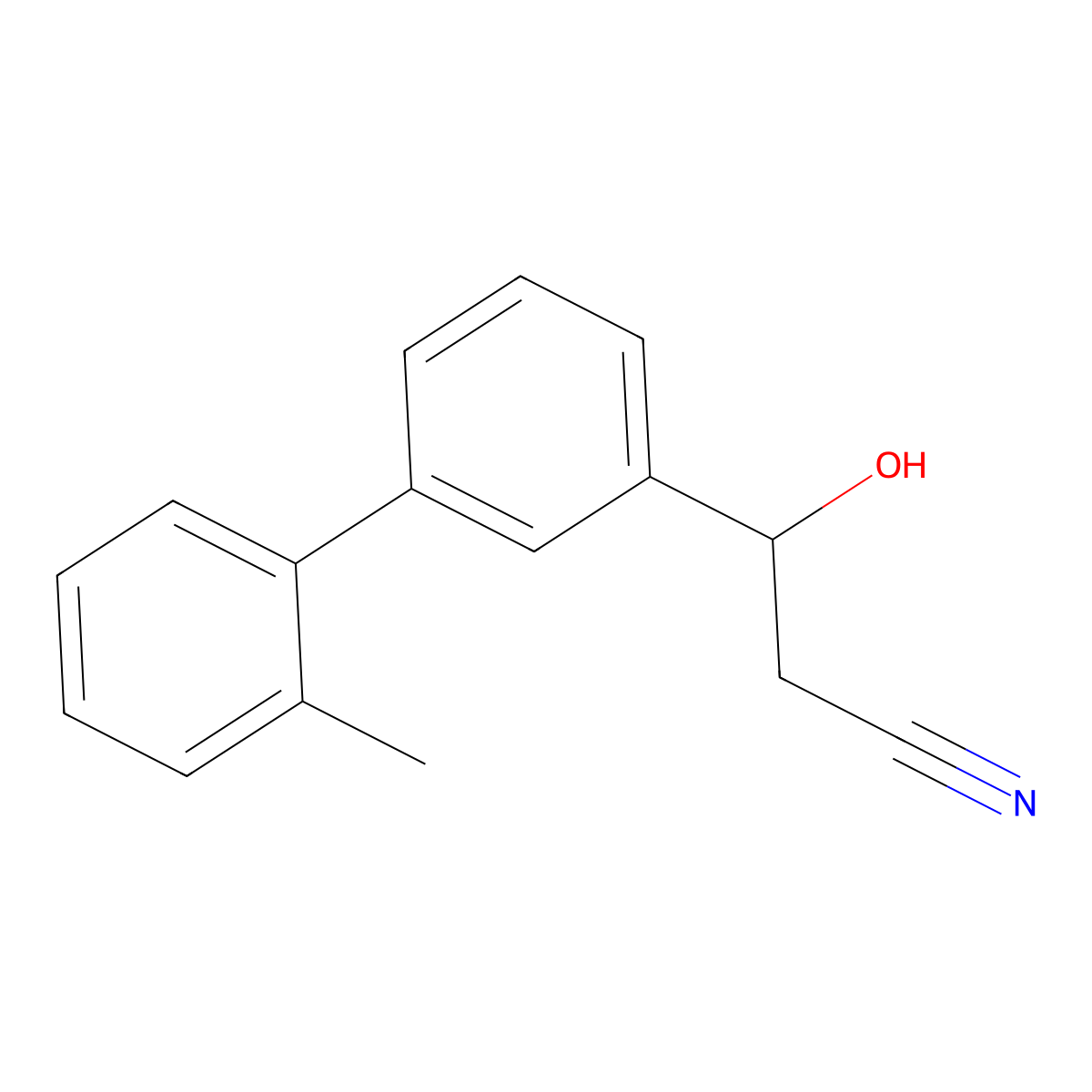 3-Hydroxy-3-[3-(2-methylphenyl)phenyl]propanenitrile molecular structure, CAS 2229097-77-0