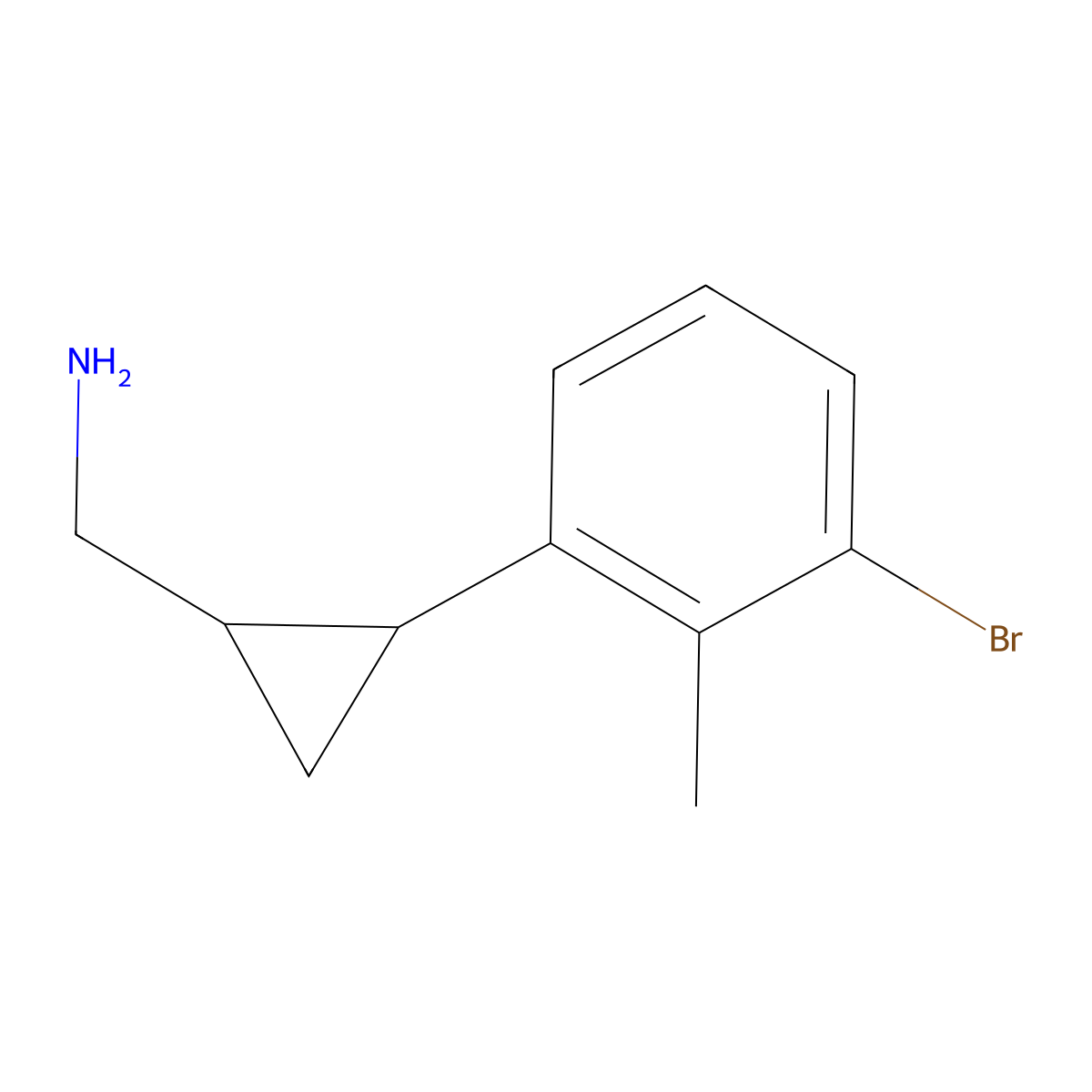 [2-(3-Bromo-2-methylphenyl)cyclopropyl]methanamine molecular structure, CAS 2229098-74-0