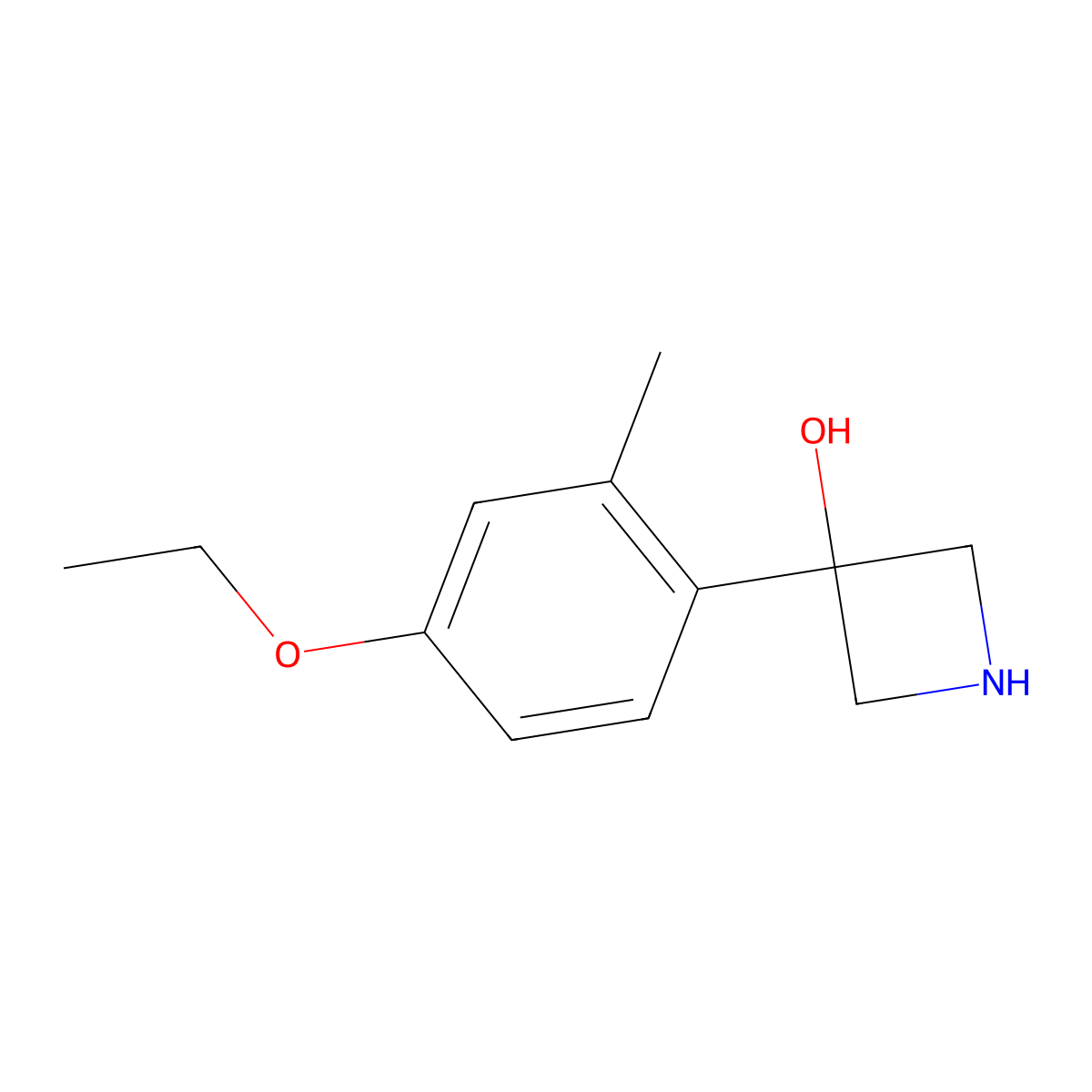 3-(4-Ethoxy-2-methylphenyl)azetidin-3-ol molecular structure, CAS 2229098-90-0