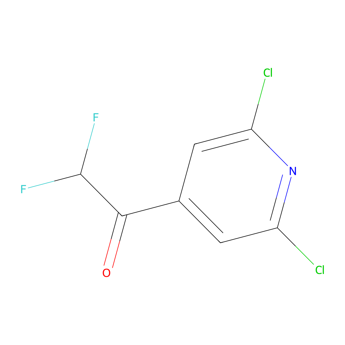 1-(2,6-Dichloropyridin-4-yl)-2,2-difluoroethan-1-one molecular structure, CAS 2229100-51-8
