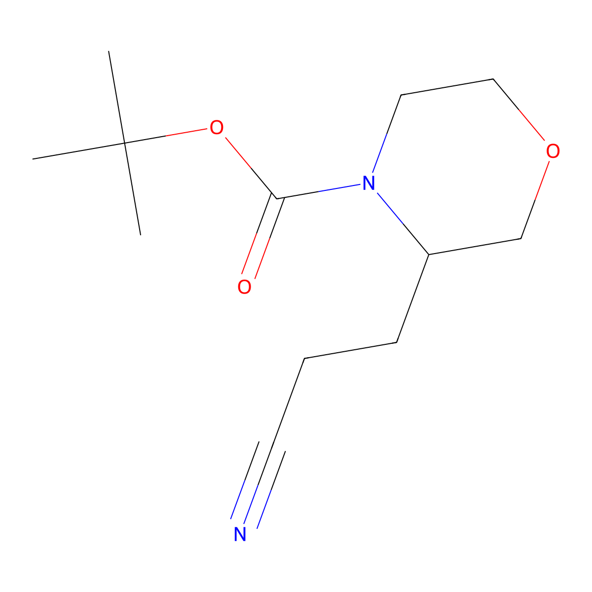 Tert-butyl 3-(2-cyanoethyl)morpholine-4-carboxylate molecular structure, CAS 2229103-42-6