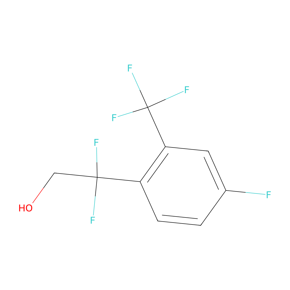 2,2-Difluoro-2-[4-fluoro-2-(trifluoromethyl)phenyl]ethan-1-ol molecular structure, CAS 2229104-40-7