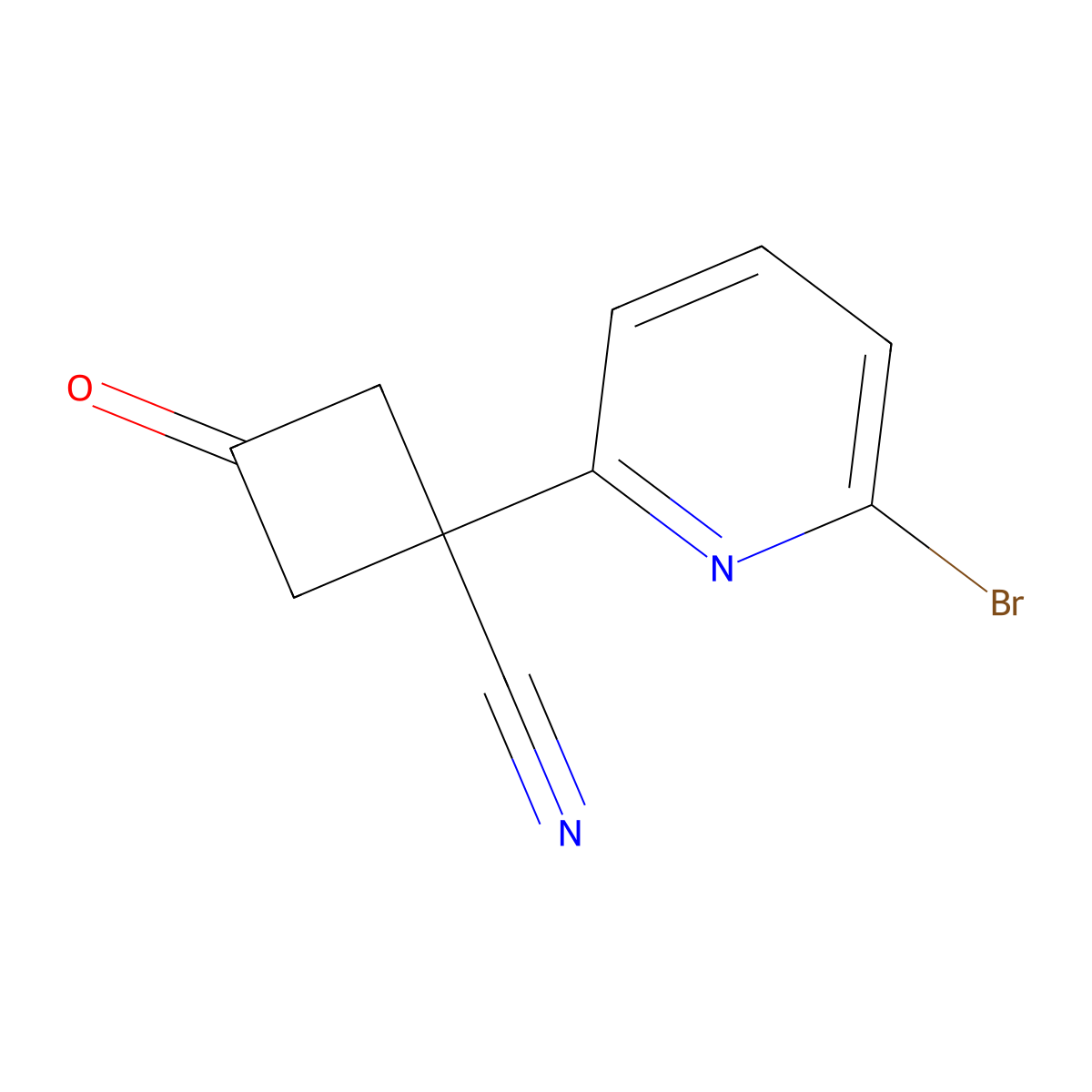 1-(6-Bromopyridin-2-yl)-3-oxocyclobutane-1-carbonitrile molecular structure, CAS 2229105-45-5