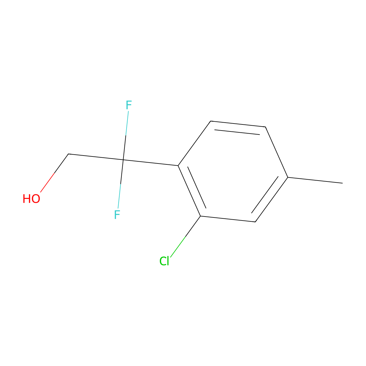 2-(2-Chloro-4-methylphenyl)-2,2-difluoroethan-1-ol molecular structure, CAS 2229106-60-7
