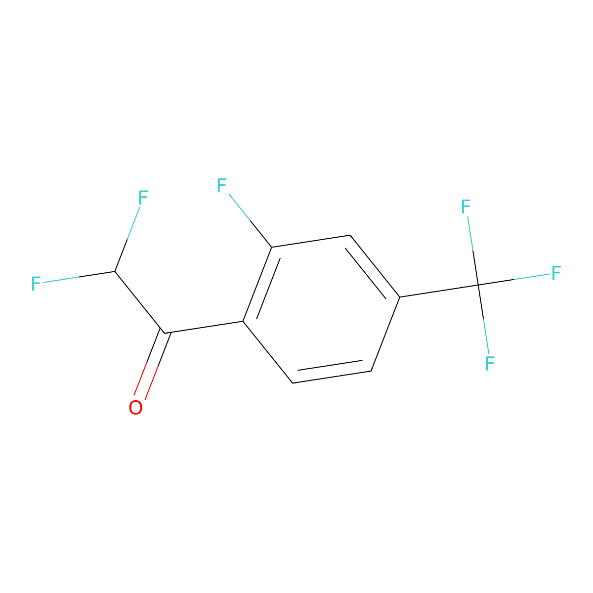 2,2-Difluoro-1-(2-fluoro-4-(trifluoromethyl)phenyl)ethan-1-one molecular structure, CAS 2229107-11-1
