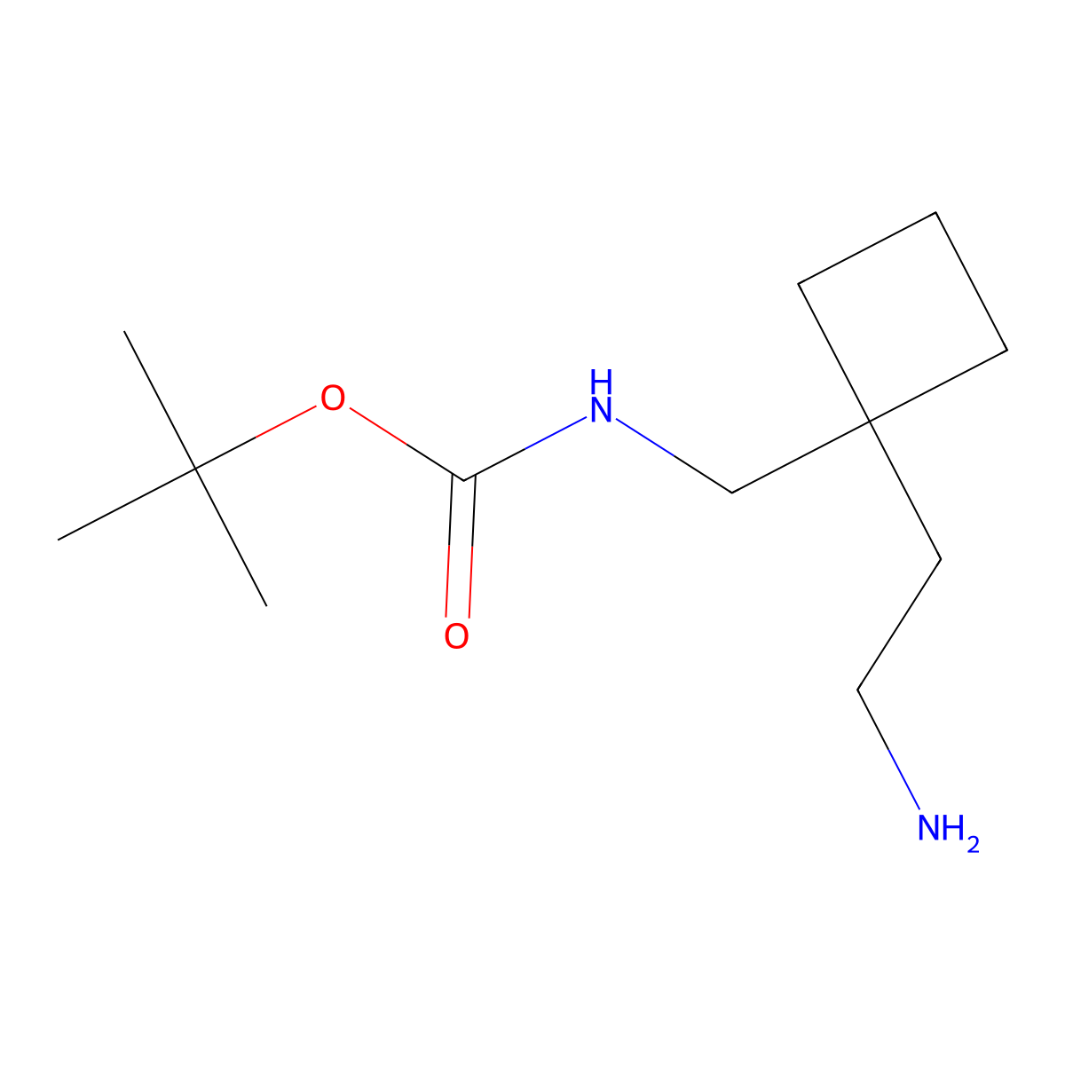 tert-butylN-{[1-(2-aminoethyl)cyclobutyl]methyl}carbamate molecular structure, CAS 2229108-77-2