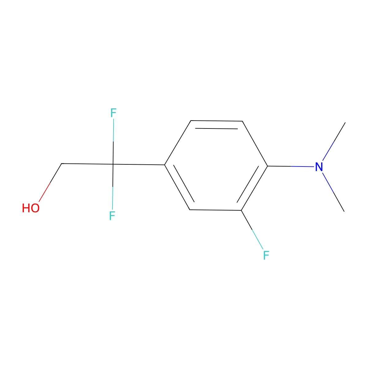 2-[4-(Dimethylamino)-3-fluorophenyl]-2,2-difluoroethan-1-ol molecular structure, CAS 2229111-90-2