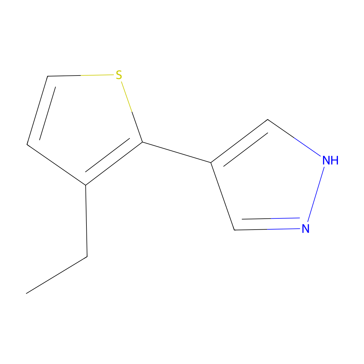 4-(3-ethylthiophen-2-yl)-1H-pyrazole molecular structure, CAS 2229115-18-6