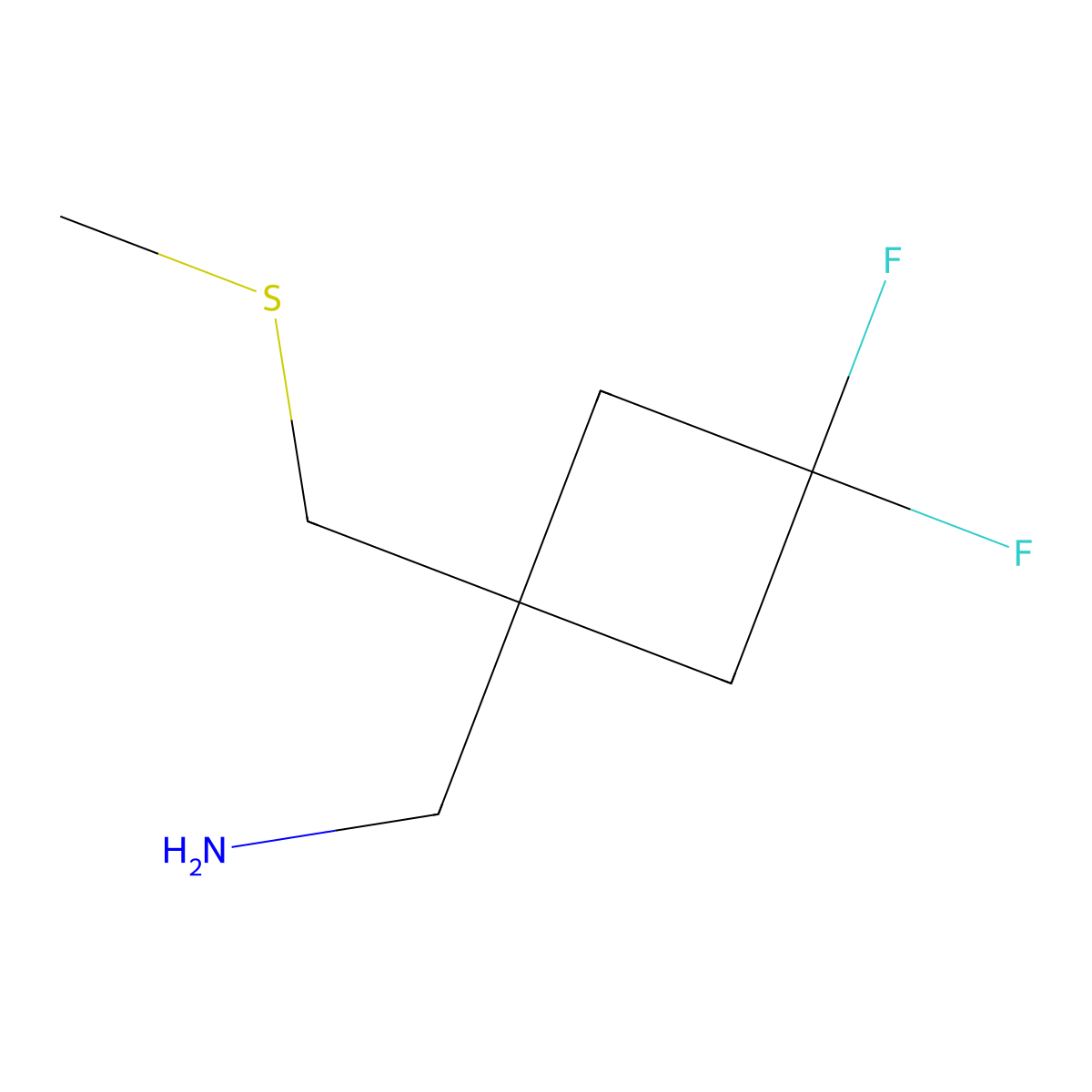 [3,3-Difluoro-1-(methylsulfanylmethyl)cyclobutyl]methanamine molecular structure, CAS 2229116-99-6