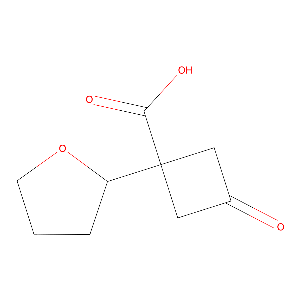 3-Oxo-1-(oxolan-2-yl)cyclobutane-1-carboxylic acid molecular structure, CAS 2229117-65-9